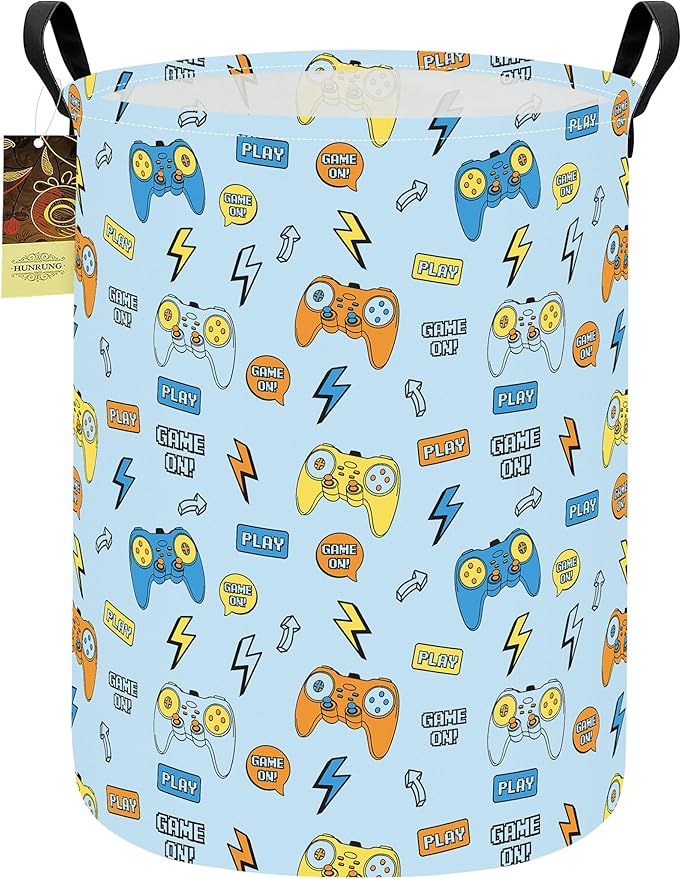 HUNRUNG Laundry Hamper,Large Canvas Fabric Lightweight Storage Basket Toy Organizer Dirty Clothes Collapsible Waterproof for 