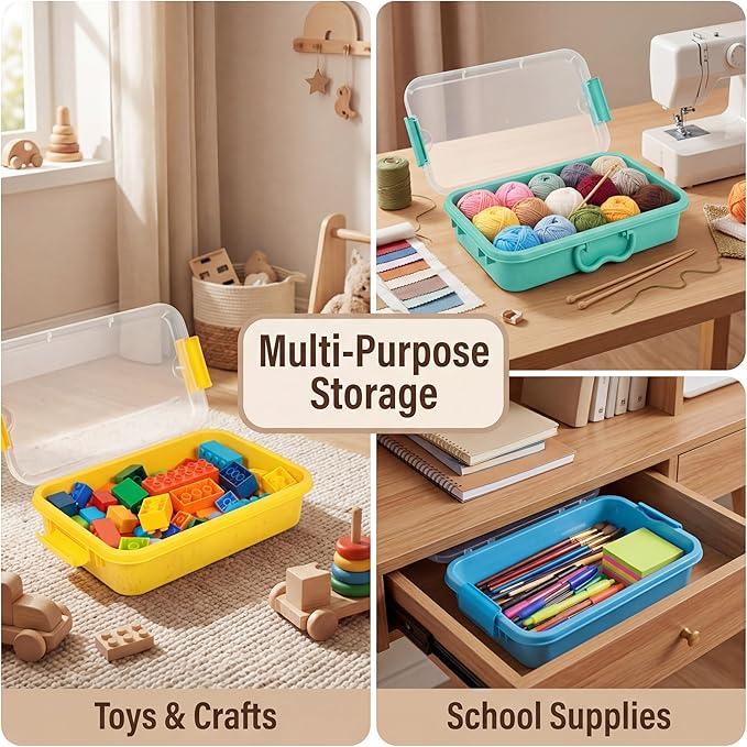 Carolart 3 Pack, Empty Sensory Bin, Wheat Straw Material，13.5 Inch Storage Container, Portable Plastic Storage Bins, Stackabl
