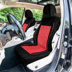 Universal Fit Diamond Stitched Flat Cloth Car Seat Covers Full Set - Red