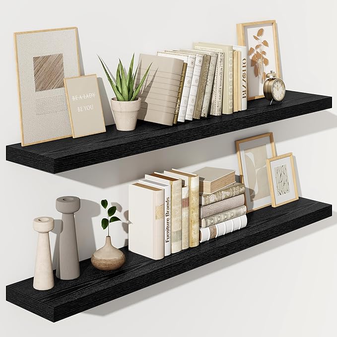 Fun Memories 55 Inch Floating Shelves for Wall, Fireplace Mantel Shelf with Invisible Heavy Duty Bracket, 8 Inch Deep Storage