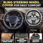 Bling Car Accessories Set 27 Pieces – Silver Steering Wheel Cover, Diamond License Plate Frame, Rhinestone Interior Car Decor, Cup Holders, Hooks, Universal Fit, Great Gift for Auto Lovers
