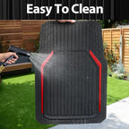 CAR PASS Heavy Duty Rubber Floor Mats for Car, Waterproof Liner Deep Dish Car Mats Full Sets, Universal Trim to Fit for SUV Truck Sedans Vans, All Weather Automotive Floor Mats 3pcs, Black Red