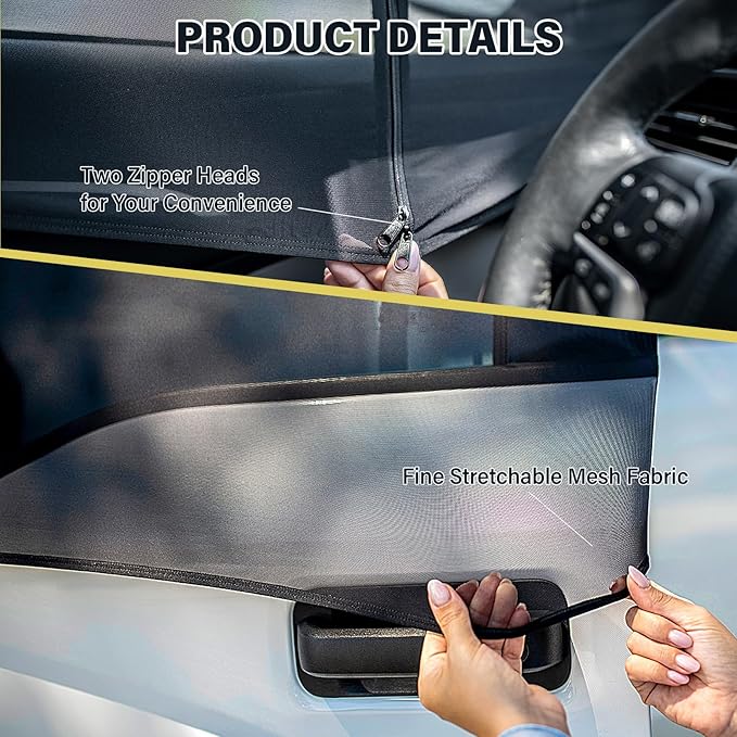 Bayan 2 Pack Car Side Window Screen Covers for Camping Car Side Window Sun Shade Driver Side Window Bug Screen-Fit Sedans and Compact SUVs Like Toyota Highlander SUV, CRV, RAV4