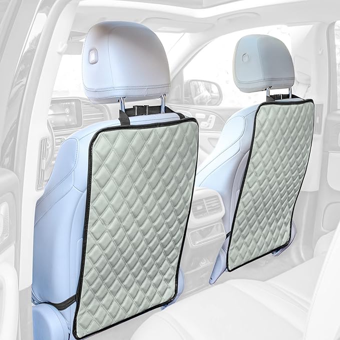 FH Group Faux Leather Back Seat Kick Protectors – 2 Pack Diamond Stitched Back Seat Protector for Driver and Passenger Seat, 