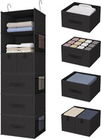 6-Shelves Hanging Closet Organizer with 5 Different Drawers, Foldable Closet Organizers and Storage for Wardrobe, Closet& RV,