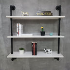 Industrial Pipe Shelving Rustic White Pipe Wall Shelves Bathroom Shelves with Wood Planks Industrial Floating Shelves 30 Inch