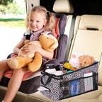 HEYSKAY Car Seat Organizer-Passenger Seat Organizer, Collapsible Small Car Seat Organizer for Console Front/Back, Car Caddy with 4pc Drink Holders Automotive Backseat Organizer for Kids