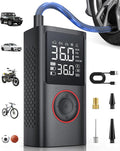 Tire Inflator Portable Air Compressor, 150 PSI Cordless Bike Pump, Air Pump for Auto, Motorcycle, Bicycle, Balls with Pressure Gauge, LED Light & Car Accessories, Black, Large Capacity