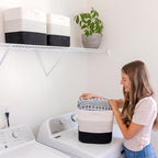 NaturalCozy Storage Cubes 11 Inch Cotton Rope Woven Baskets for Organizing, 3-Pack | Cube Storage Bin | Square Storage Basket