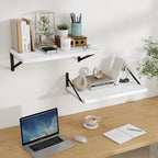 Floating Shelves, 12 Inch Deep Rustic Wood Wall Storage, 24W x 12D Wall Shelves Set of 2, Heavy Duty Metal Brackets, Large In