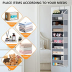 Over The Door Organizer - Over Door Storage Organizer with 5 Large Pockets & 10 Mesh Side Compartments - Heavy-Duty Hanging S