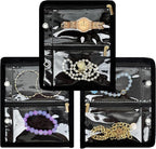 Travel Jewelry Organizer Case,Jewelry Bags for Traveling, Jewelry Binder with 24 Pcs Clear Zipper Velvet Pouches (Inner Pages