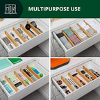 ROYAL CRAFT WOOD Adjustable Bamboo Drawer Dividers Organizers (17-22") - Bamboo Kitchen Drawer Organizer 7 Slot