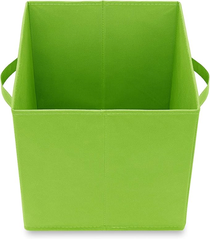 Casafield Set of 6 Collapsible Fabric Cube Storage Bins, Lime Green - 11" Foldable Cloth Baskets for Shelves, Cubby Organizer
