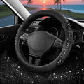 PIC AUTO Steering Wheel Cover, Black Sparkly Crystal Bling Glitter with Leather, Universal Fit 14.5"-15.5" Car Steering Wheel