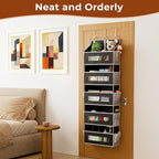 5 Tier Over The Door Organizer - Large Capacity Behind Door Hanging Shelves with 10 Mesh Pockets and Clear Windows, Closet Or