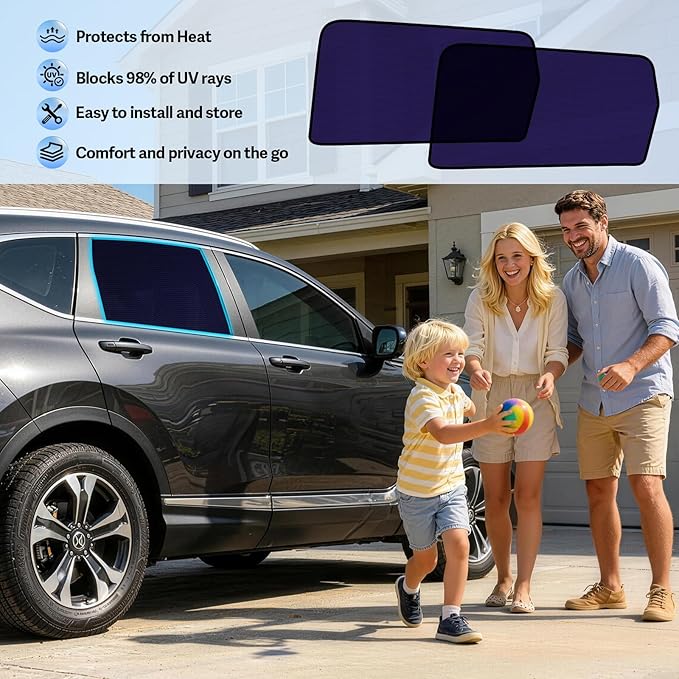ZATOOTO Honda CRV Car Window Shade for Baby, Bluish-Purple Static Cling Car Shades for Back Window | Block Harsh Sunlight | UV Protection | Rear Window Sun Shade with Storage Bag | 2017-2022 |