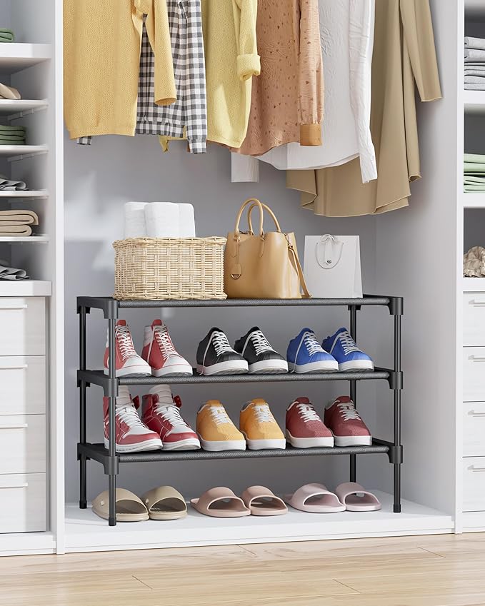 Kitsure Shoe Rack - Non-Woven Shoe Rack Shelf, Shoe Organizer for Closet, Entryway, Garage & Corridor, Stackable Shoe Shelves