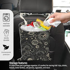Car Garbage Can, Seat Back Hanging Cute Car Trash Can Bag, Car Organizer and Storage Bag for Travelling, Outdoor Black Golden Universe