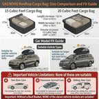 Sailnovo Car Rooftop Cargo Carrier Roof Bag 20 Cubic Feet Waterproof Car Top Carrier, Fits Most Vehicle with/Without Rack, Include Anti-Slip Mat,6 Reinforced Straps,6 Door Hooks