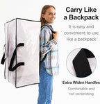VELVETSURE 6 Pack Heavy Duty Large Moving Bags W/Backpack Straps - Strong Handles & Zippers, Storage Totes For Space Saving, 