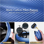 Aimato Car Steering Wheel Cover Carbon Fiber, Ultra-Thin Car Steering Wheel Cover,Comfortable & Breathable Microfiber,Universal Fit for Most Cars, Matte Blue