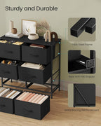 SONGMICS Dresser for Bedroom, Chest of Drawers, TV Stand, Steel, MDF, 6 Non-Woven Fabric Drawers, Storage Organizer Unit, Clo