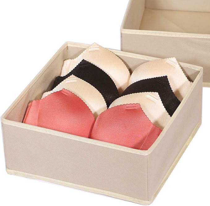 DIOMMELL 4 Pack Foldable Cloth Storage Box Closet Dresser Drawer Organizer Fabric Baskets Bins Containers Divider for Clothes