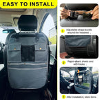 Car Seat Back Organizer with Multiple Pockets and Hooks (grey)