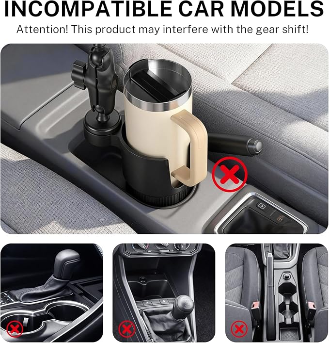 OHLPRO Cup Holder Tablet Mount for Car, iPad Car Mount with Heavy Duty Aluminum Arm, Adjustable Tablet Holder for 5–13” Devices, Cup Holder Expander Fits 2.6”–3.9” Vehicles - 6 inch Arm