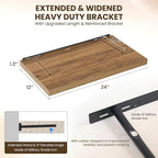Dreamland 24" Floating Shelves for Wall, 12" Deep Slim Walnut Floating Shelves, Wall-Mounted Shelves for Bedroom, Living Room