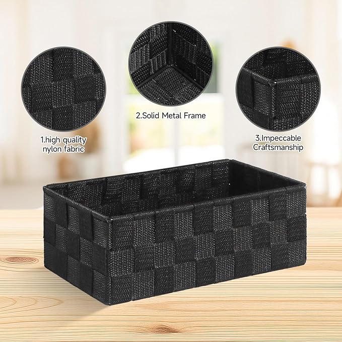 Posprica Small Baskets for Organizing(7 Set) Woven Storage for Shelves, Bathroom, Decorative Closet Organizer, Dresser Bins, 
