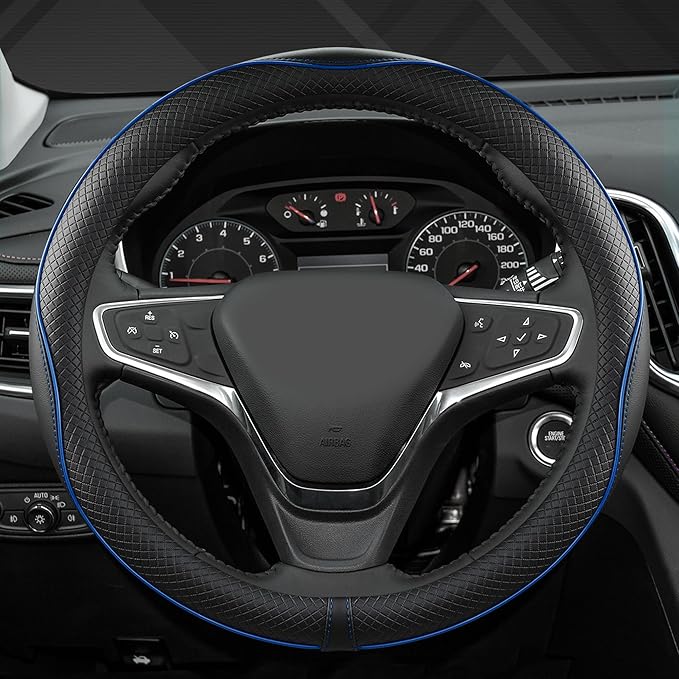 West Llama Microfiber Leather Car Steering Wheel Cover for Chevy Silverado,Tahoe,Equinox,Traverse,Trailblazer,Colorado (Black