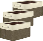 BALEINE 3 Pack Fabric Closet Storage Bins for Shelves, Linen Closet Organizers and Storage, Decorative Baskets for Organizing
