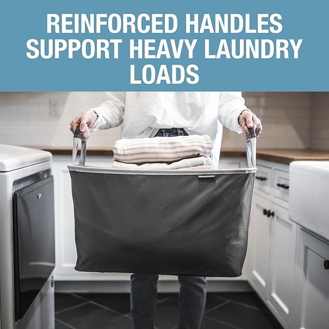CleverMade Collapsible Laundry Basket 2 Pack – 60L (16 Gal) Foldable Clothes Hamper with Reinforced Handles, Space Saving Fab