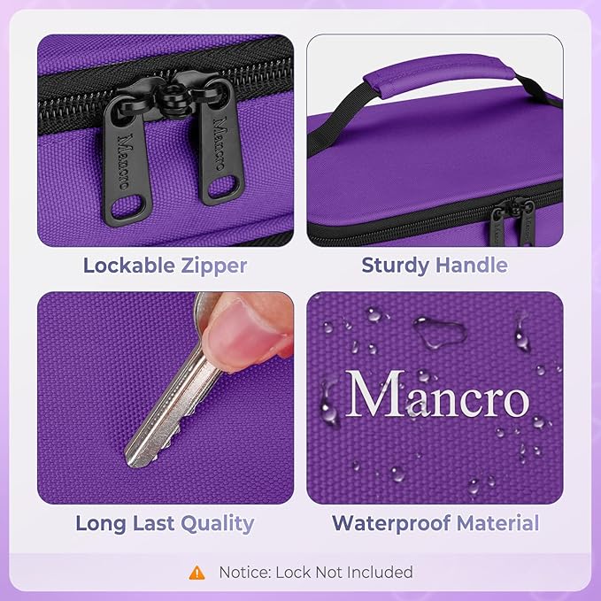 Mancro Dual Layers Pill Bottle Organizer Bag, Medicine Pill Organizer Bag with Lockable Zipper, Medicine Travel Bag for Pills