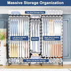 Ulif E12C Heavy Duty Closet Organizer System，Freestanding Clothing Rack, Adjustable Garment Rack 57.1" W x 16" D x 76.5" H Ho