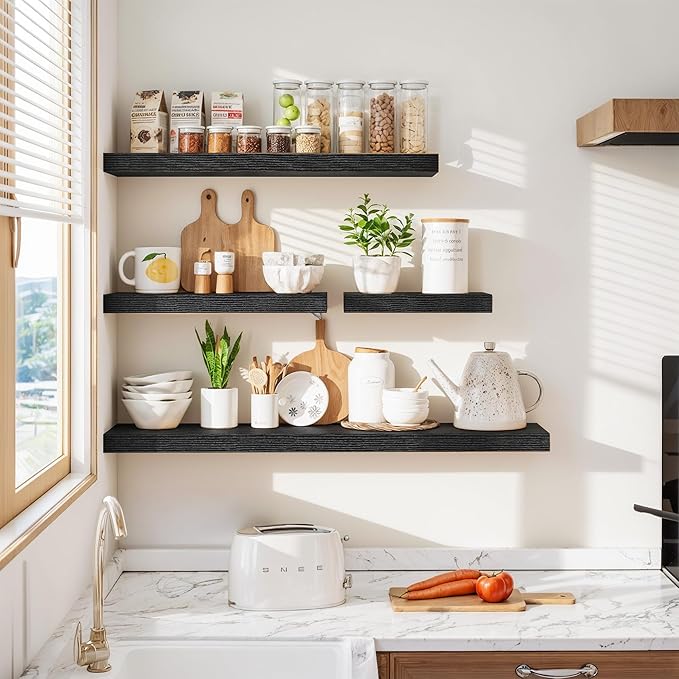 Vivelove 55 Inch Floating Shelves, Deep Wall Shelves with Invisible Brackets, Display Shlf for Bathroom Living Room Kitchen B