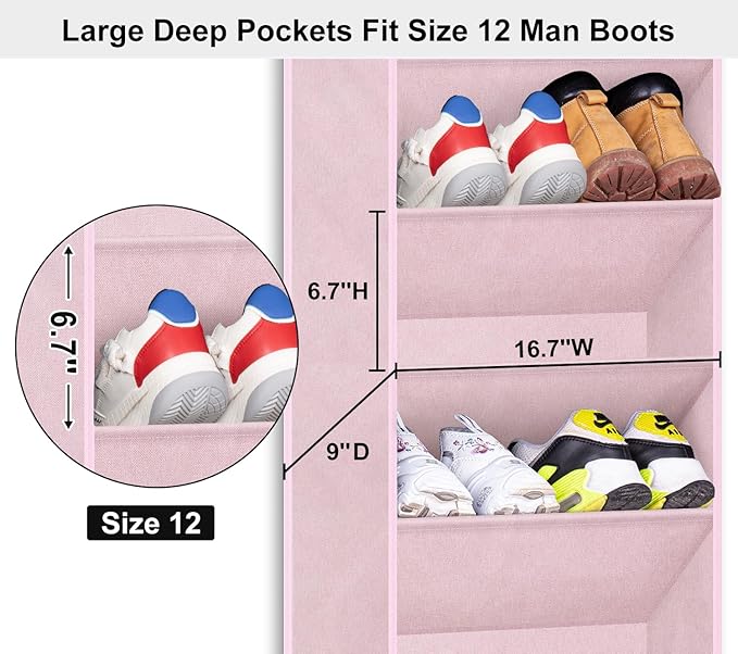 SLEEPING LAMB Over The Door Shoe Organizer for Closet, Kids Sneaker Storage for Hanging Shoe Rack for Door with Large Deep Po