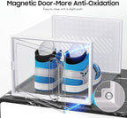 eWonLife Large Shoe Organizer Storage Box with Magnetic Door,12 Pack Clear Plastic Stackable Sneaker Containers for Closet, C