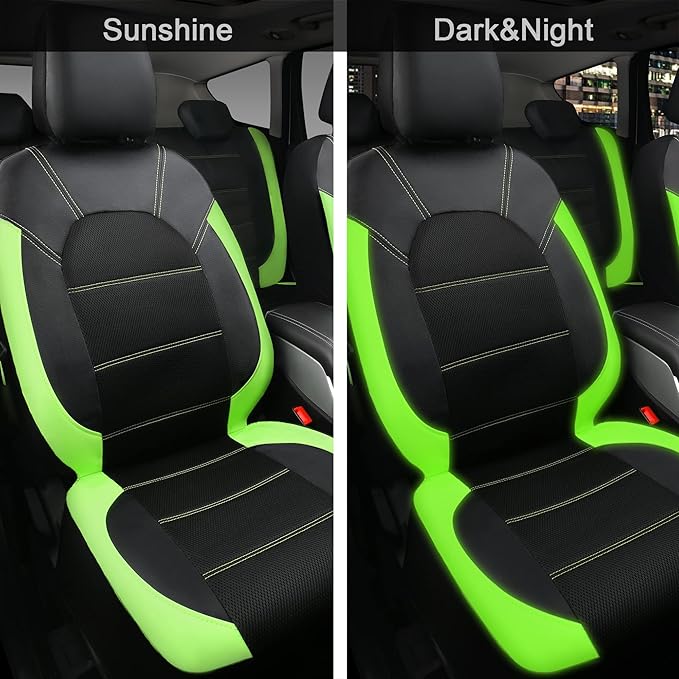 CAR PASS Leather Car Seat Covers Front Seats only, with Air Mesh Front Seat Covers Breathable, Cool Automotive Seat Covers 2 