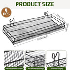 4 Pcs Black Metal Grid Wall Baskets with Hooks Hanging Wire Mesh Basket for Gridwall Wall Mounted Storage Organizer for Home 