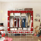 Portable Wardrobe with 4 Drawers Simple Temporary Wardrobe, Armario Portátil,New Oxford Cloth, Christmas Style (Christmas Col