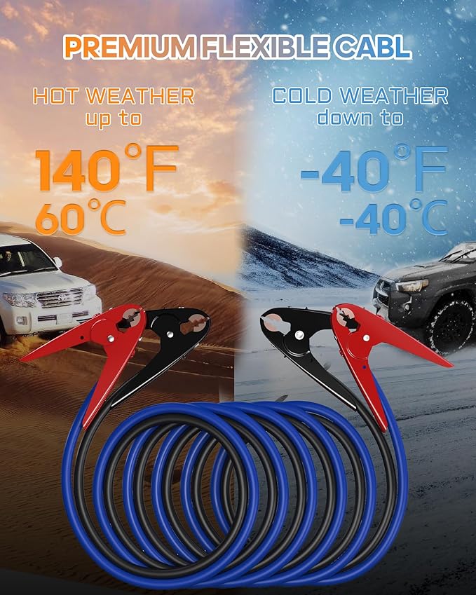 SAFEMATE Heavy Duty Jumper Cables, 2 Gauge 18 feet Automotive Booster Cables for Car Battery, with Voltage Detection and Reverse Connection Protection