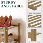 Smiry Bamboo Shoe Rack for Closet, 4 Tier Wooden Stackable Shoe Organizer, Free Standing Shoes Storage Shelf for Entryway, Fr