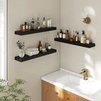 30 Inch Floating Shelves | 6.5 Inch Deep Black Floating Shelves Set of 2 | 30" W x 6.5" D Rustic Black Wood Wall Shelves with