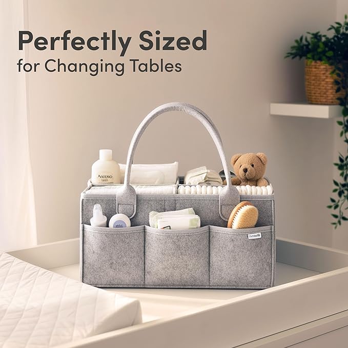 PUTSKA Baby Diaper Caddy Organizer - Nursery Storage Basket for Diaper Station, Baby Basket Shower Gift List and Registry Mus