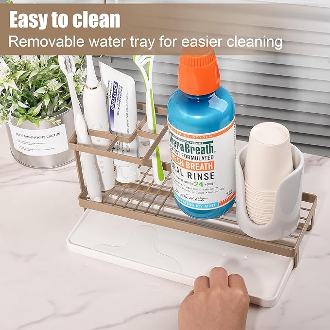 Toothbrush Holders for Bathrooms, Carbon Steel Tooth Brushing Holder Electric Toothbrush and Toothpaste Organizer Bathroom Ac