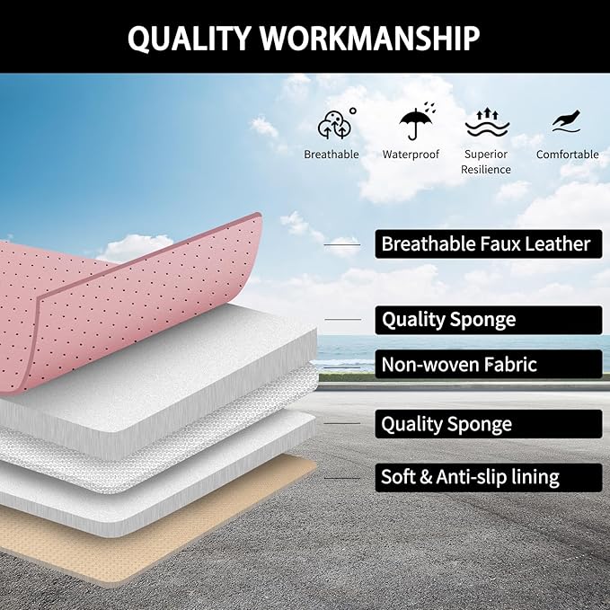 Pink Car Seat Covers,5 Seats Universal Seat Covers for Cars,Luxury Leather Comfortable Automotive Car Seat Protector Universa