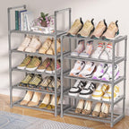 OYREL 10-Tier Metal Shoe Rack, Narrow Shoe Rack Organizer, Sturdy Shoe Shelf for Closets, Entryway, Bedroom, Garage - Silver